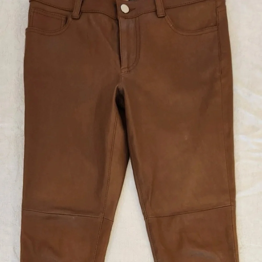 LUXURIOUSLY SOFT Lauren Ralph Lauren Leather Caramel Women's Pants, Size 12 - Picture 2 of 6
